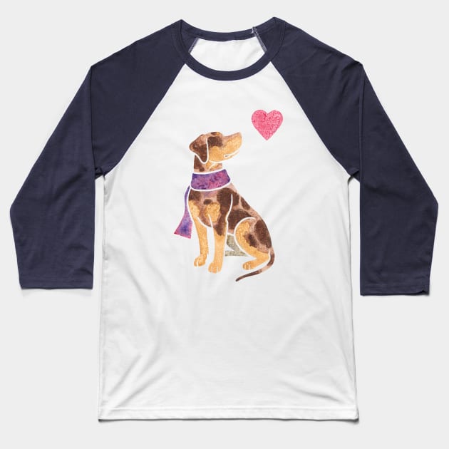 Watercolour Catahoula Leopard Dog Baseball T-Shirt by animalartbyjess